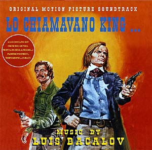 Skivomslag till soundtrack från Lo chiamawano King med Klaus Kinski som tecknad cowboy