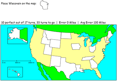 Screenshot of Geography game 50 States