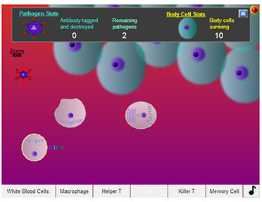 Screen shot of the educational game Conflict: Immunity