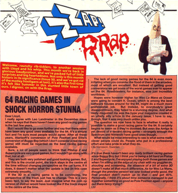 A scan of Zzap!64 letter of the month issue 50, june 1989